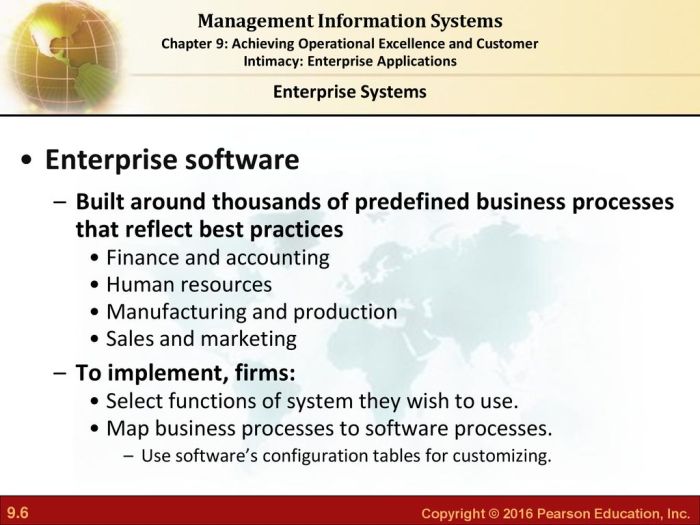 Enterprise software includes a database and thousands of predefined